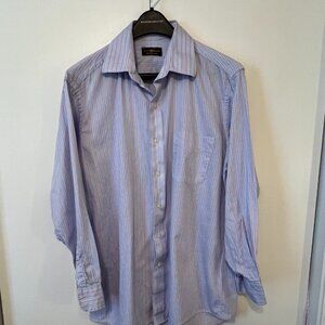 Men's Club Room Casual Button Down Shirt, Size 16 32/33, 100% Cotton